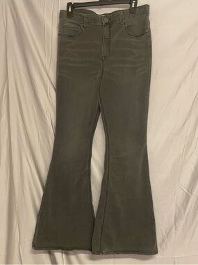 Free People Black Washed High-Rise Flare Bell Bottom Jeans